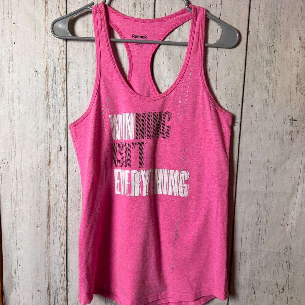 Reebok Graphic Workout Athletic Sporty Women's Motivational Pink Tank Top Sz S